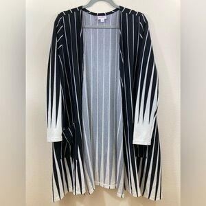 LuLaRoe Black and White Striped Caroline Cardigan Size L
